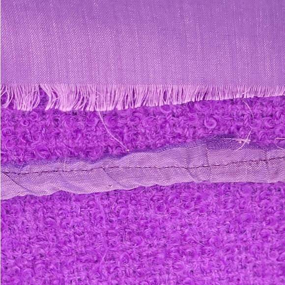 Vintage 70s Clelia Purple Boucle Wood Button Jacket Midi Straight Skirt Set Suit - Picture 17 of 17